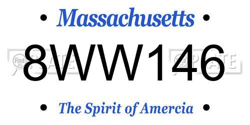 8WW146 Massachusetts License Plate