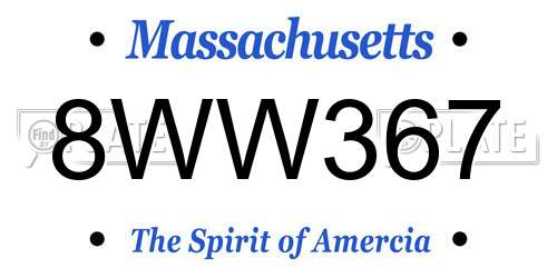 8WW367 Massachusetts License Plate