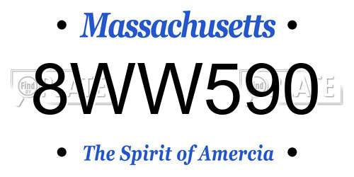 8WW590 Massachusetts License Plate