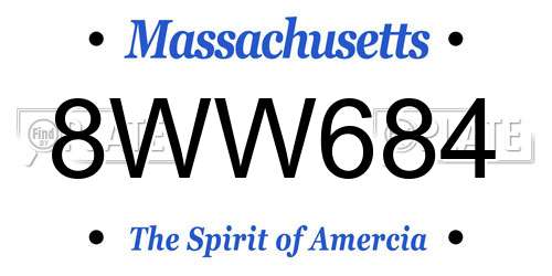 8WW684 Massachusetts License Plate