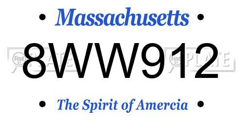 8WW912 Massachusetts License Plate
