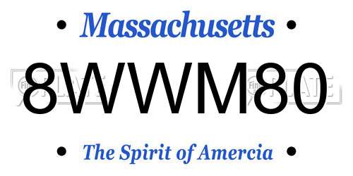 8WWM80 Massachusetts License Plate