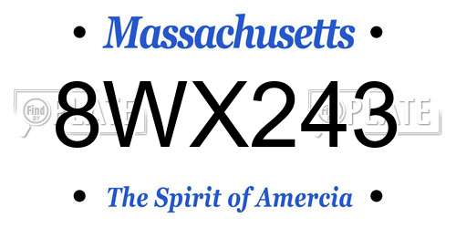 8WX243 Massachusetts License Plate