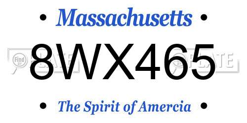 8WX465 Massachusetts License Plate