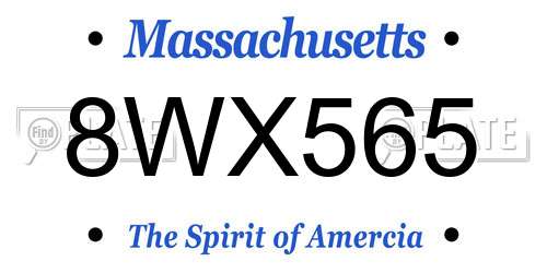 8WX565 Massachusetts License Plate
