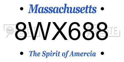8WX688 Massachusetts License Plate