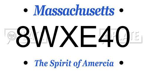 8WXE40 Massachusetts License Plate