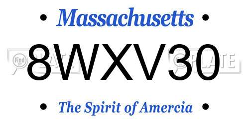 8WXV30 Massachusetts License Plate