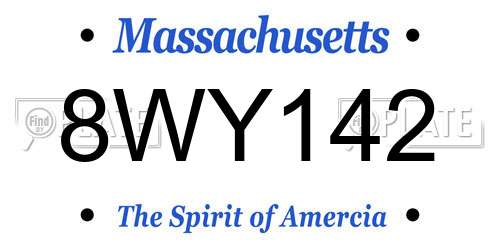 8WY142 Massachusetts License Plate