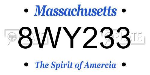 8WY233 Massachusetts License Plate