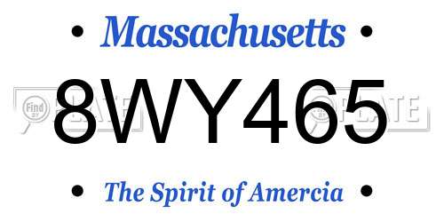 8WY465 Massachusetts License Plate