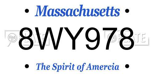 8WY978 Massachusetts License Plate