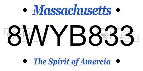 8WYB833 Massachusetts License Plate