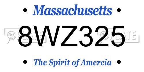 8WZ325 Massachusetts License Plate