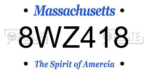 8WZ418 Massachusetts License Plate