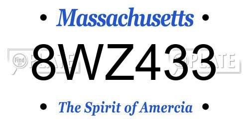 8WZ433 Massachusetts License Plate