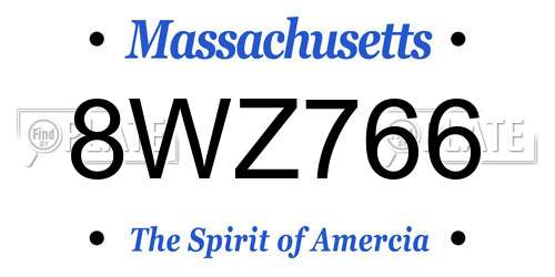 8WZ766 Massachusetts License Plate
