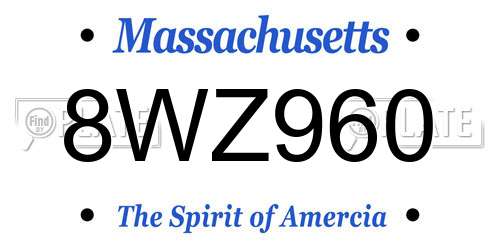 8WZ960 Massachusetts License Plate