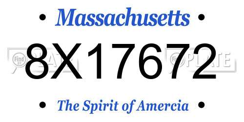 8X17672 Massachusetts License Plate