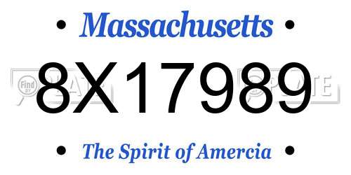 8X17989 Massachusetts License Plate