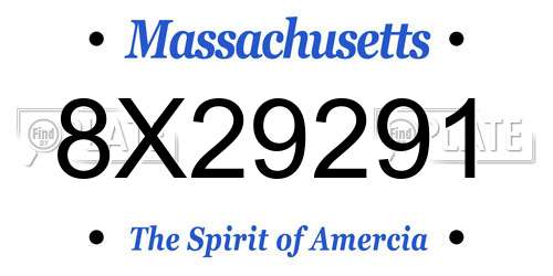 8X29291 Massachusetts License Plate