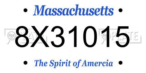 8X31015 Massachusetts License Plate
