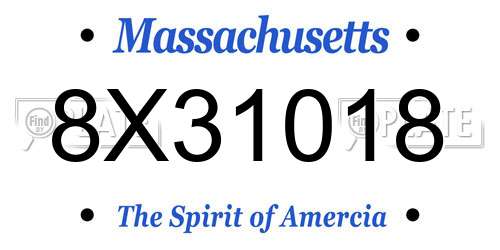 8X31018 Massachusetts License Plate