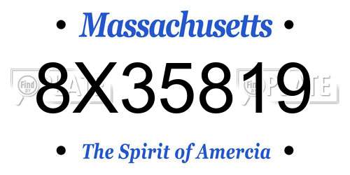 8X35819 Massachusetts License Plate