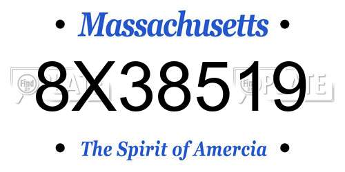 8X38519 Massachusetts License Plate