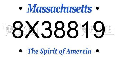 8X38819 Massachusetts License Plate
