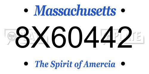 8X60442 Massachusetts License Plate