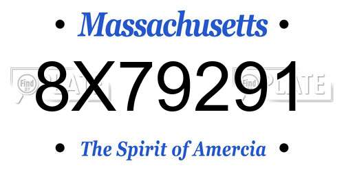 8X79291 Massachusetts License Plate