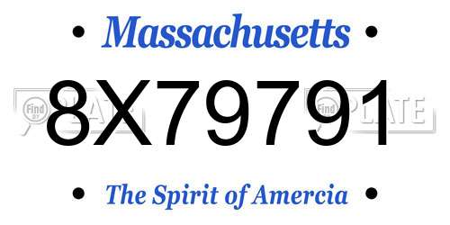 8X79791 Massachusetts License Plate