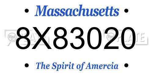 8X83020 Massachusetts License Plate