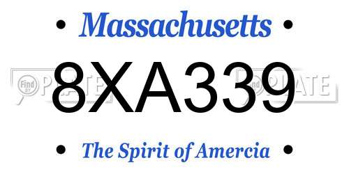 8XA339 Massachusetts License Plate