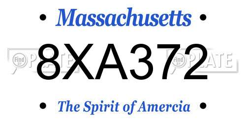 8XA372 Massachusetts License Plate