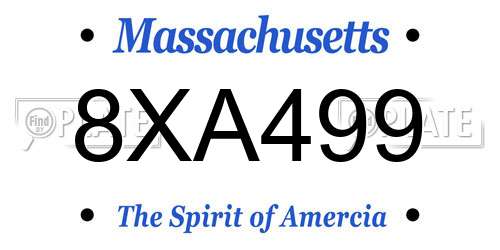 8XA499 Massachusetts License Plate