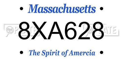 8XA628 Massachusetts License Plate