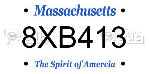 8XB413 Massachusetts License Plate