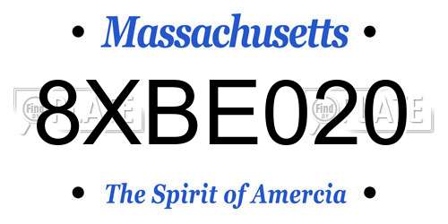 8XBE020 Massachusetts License Plate