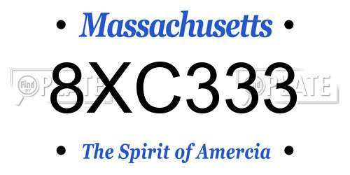 8XC333 Massachusetts License Plate