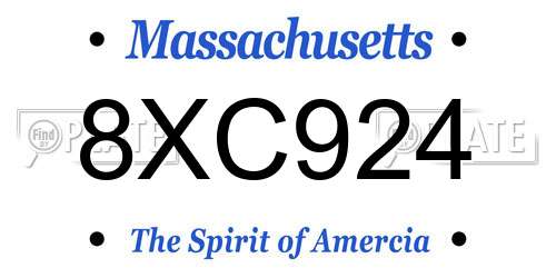 8XC924 Massachusetts License Plate