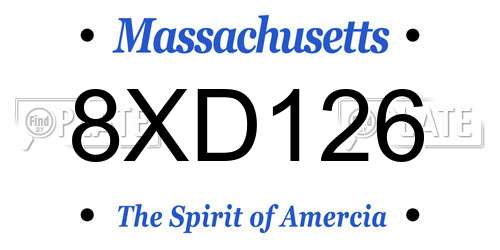 8XD126 Massachusetts License Plate