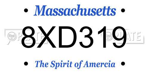 8XD319 Massachusetts License Plate