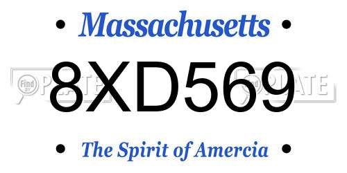 8XD569 Massachusetts License Plate