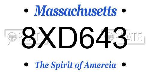 8XD643 Massachusetts License Plate