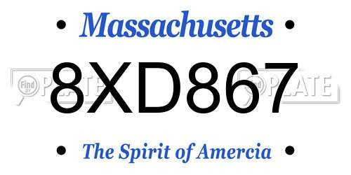 8XD867 Massachusetts License Plate