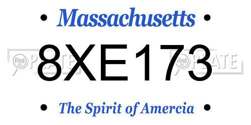 8XE173 Massachusetts License Plate