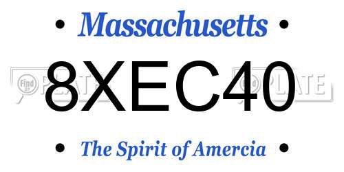 8XEC40 Massachusetts License Plate