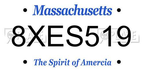 8XES519 Massachusetts License Plate